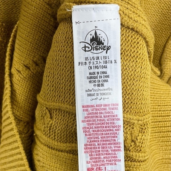 Disney Donald Duck Textured Cable Knit Sweater Mustard Yellow NWT - Picture 11 of 12